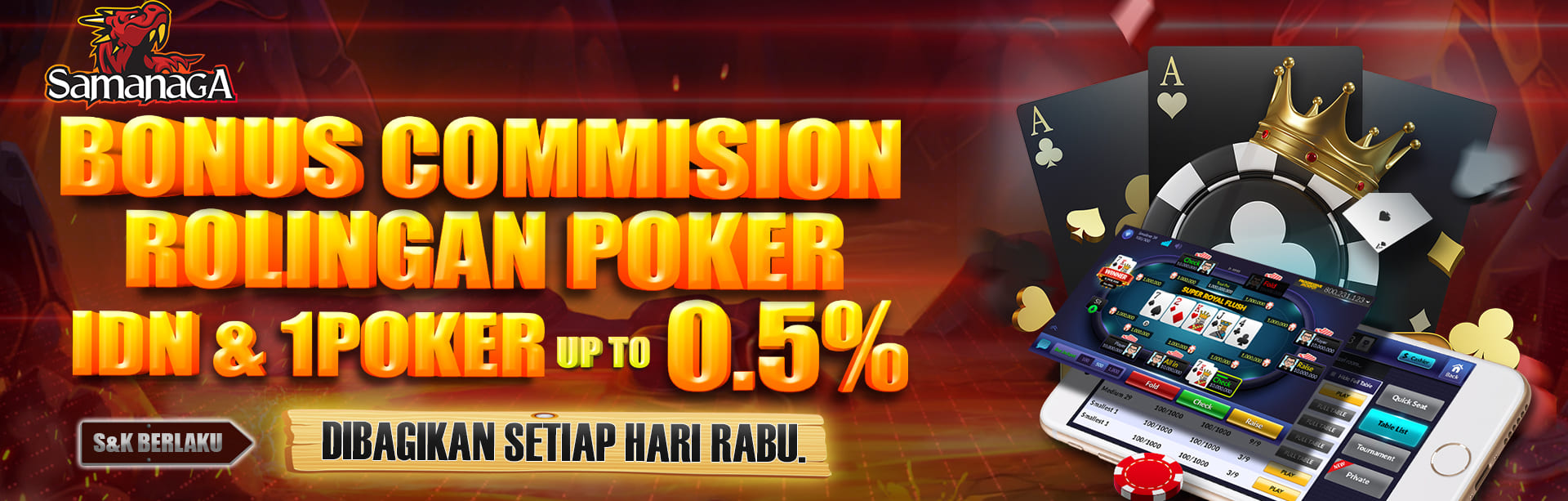 BONUS ROLINGAN POKER IDN & 1POKER 0.5% DIBAGIKAN SETIAP HARI RABU